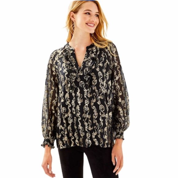 Lilly Pulitzer Tops - NWT LILLY PULITZER Angelika Ruffle Chiffon Blouse